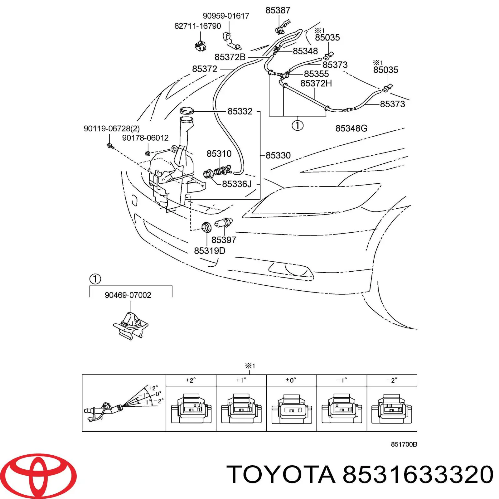 Tampa de tanque de fluido para lavador para Toyota Camry (V40)