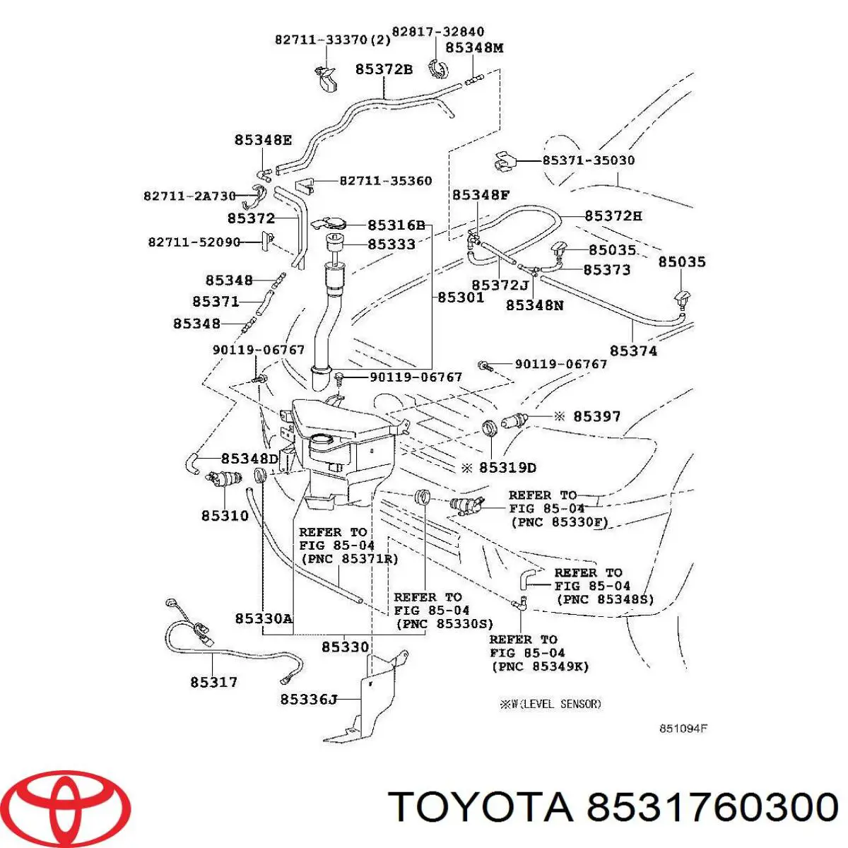Провод насоса омывателя на Toyota 4Runner GRN21, UZN21