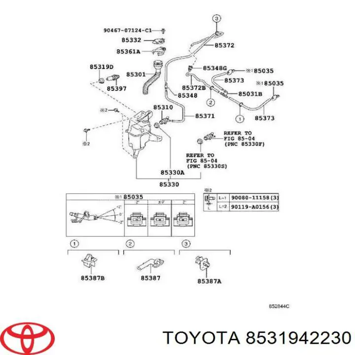 8531942230 Toyota gargalo do tanque de fluido para lavador