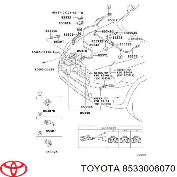 Насос-мотор омывателя стекла переднего Toyota 8533006070