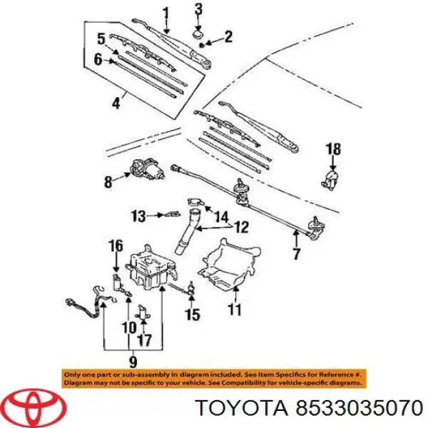 Насос-мотор омывателя стекла переднего Toyota 8533035070