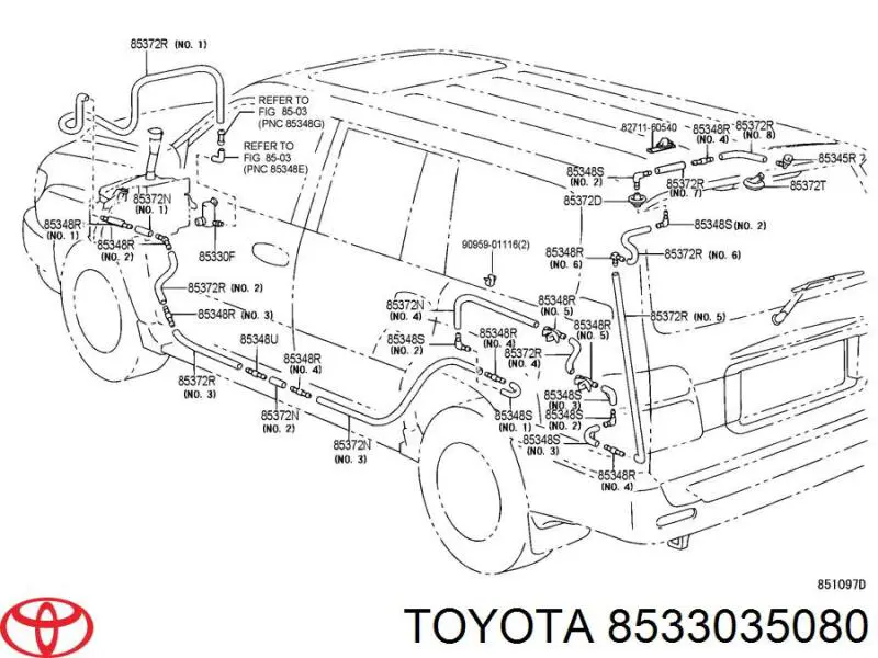 8533035080 Toyota насос-мотор омывателя стекла заднего