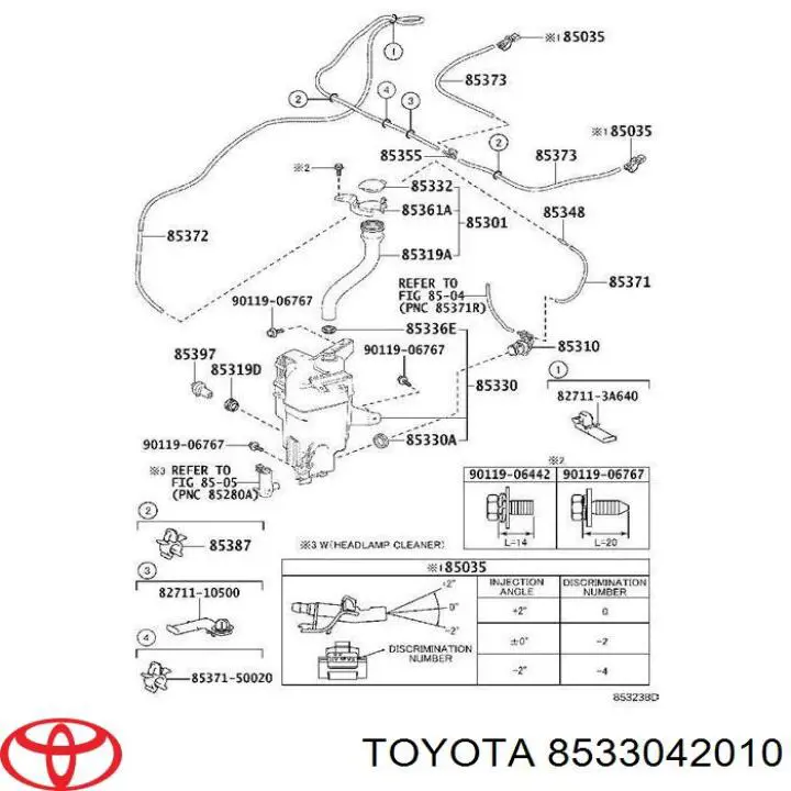 8533042010 Toyota bomba de motor de fluido para lavador de vidro dianteiro/traseiro