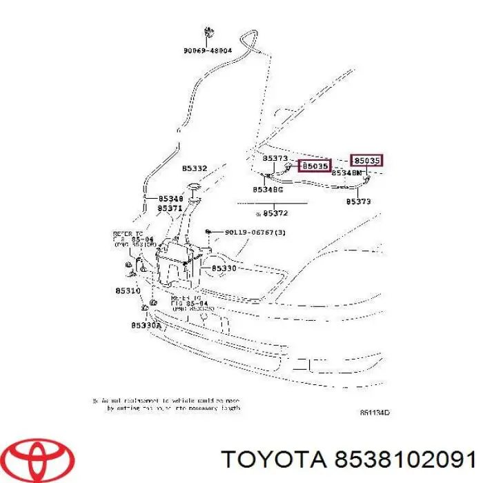 Форсунки стеклоомывателя Toyota 8538102091 цена, от 7.60 USD
