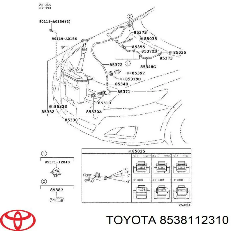 Injetor de fluido para lavador de pára-brisas para Toyota Highlander 