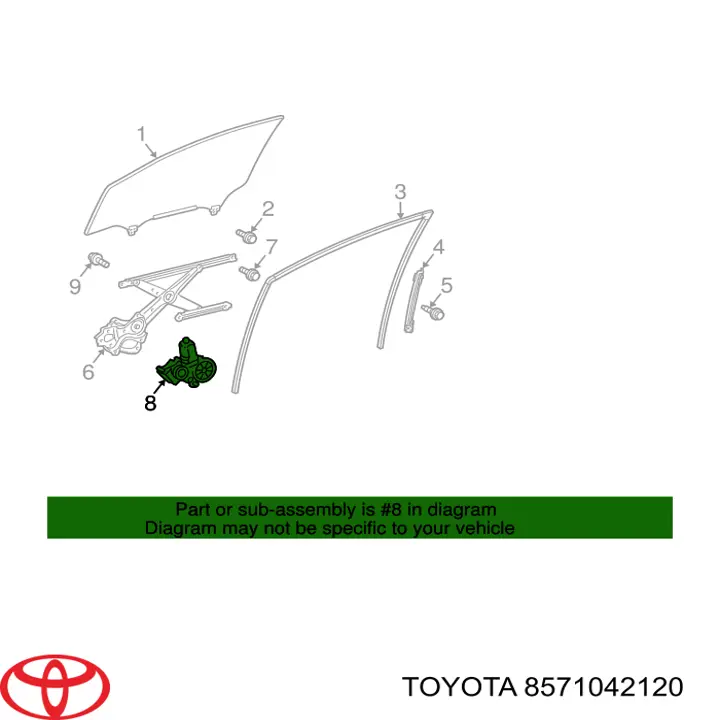 8571042120 Toyota motor de acionamento de vidro da porta dianteira direita