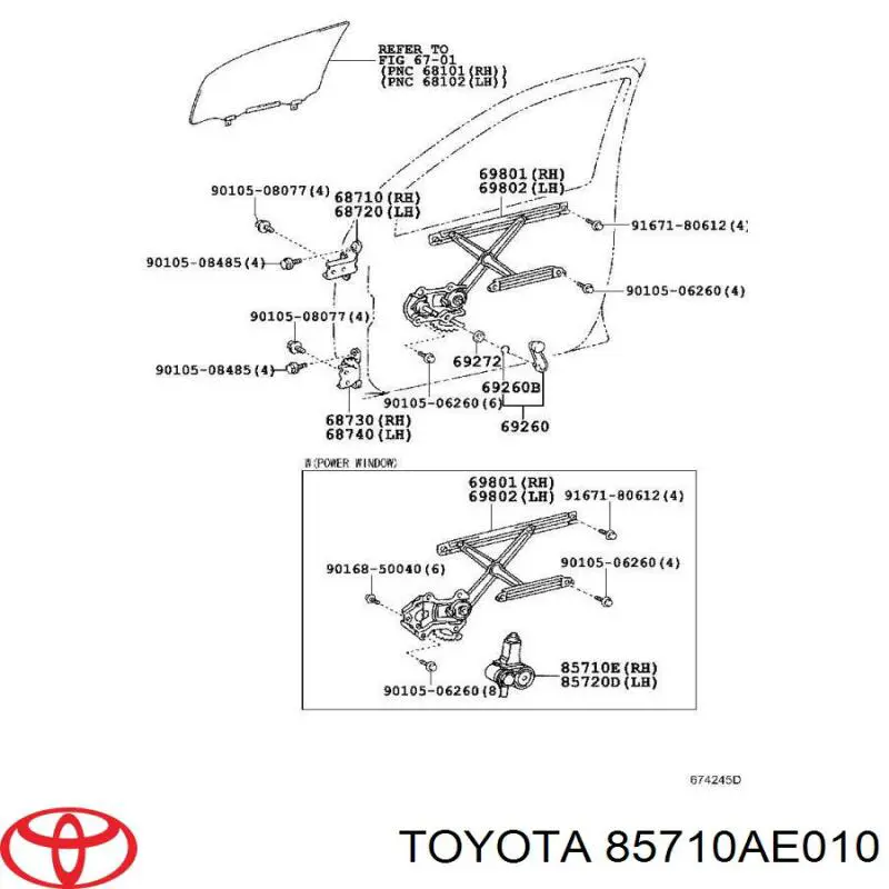 Купить 8571006090 Toyota Мотор стеклоподъемника двери задней левой