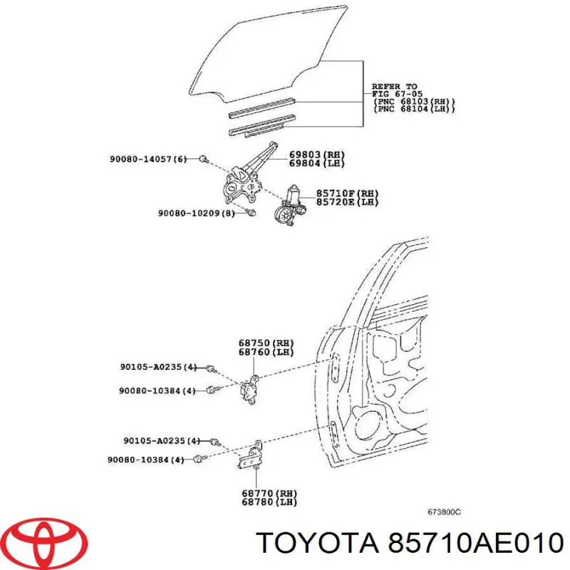 Мотор стеклоподъемника двери задней левой 8571006090 Toyota