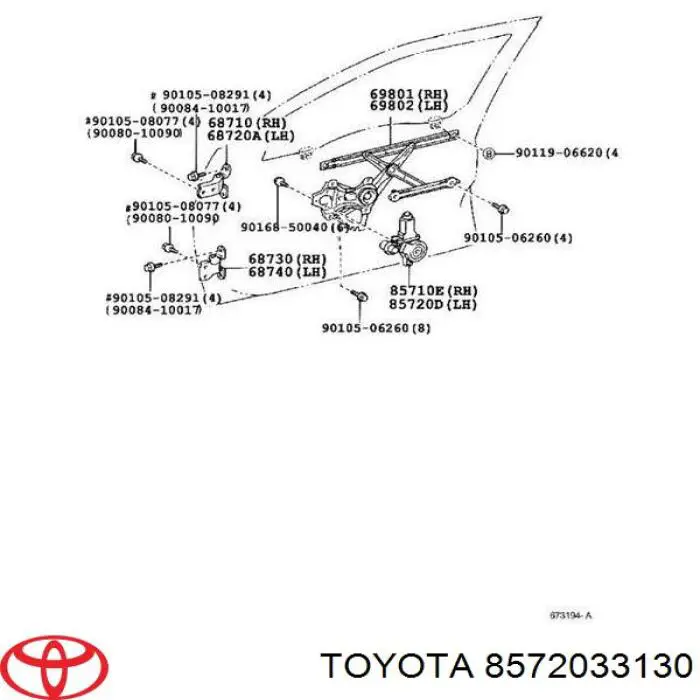 Мотор стеклоподъемника двери передней левой на Toyota Camry V30
