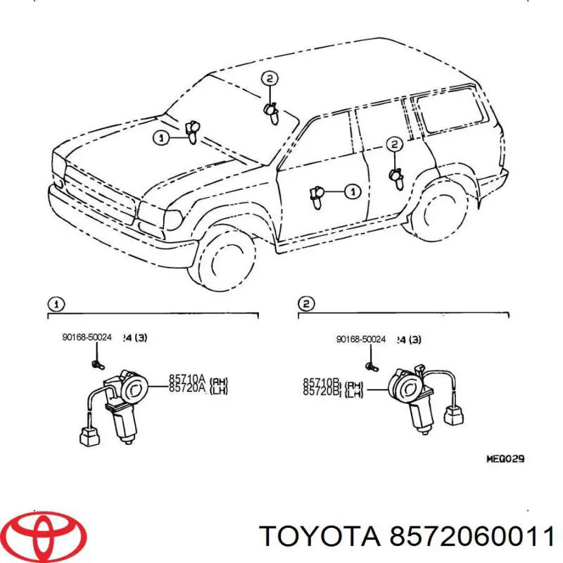 Мотор стеклоподъемника двери передней левой на Toyota Land Cruiser 80 