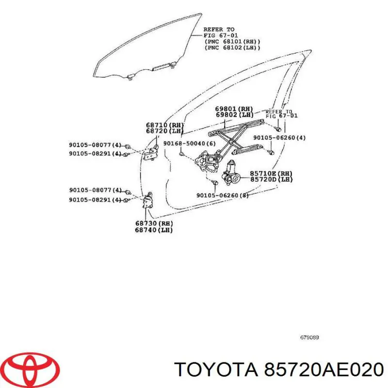 Мотор стеклоподъемника двери передней левой на Toyota 4Runner GRN21, UZN21