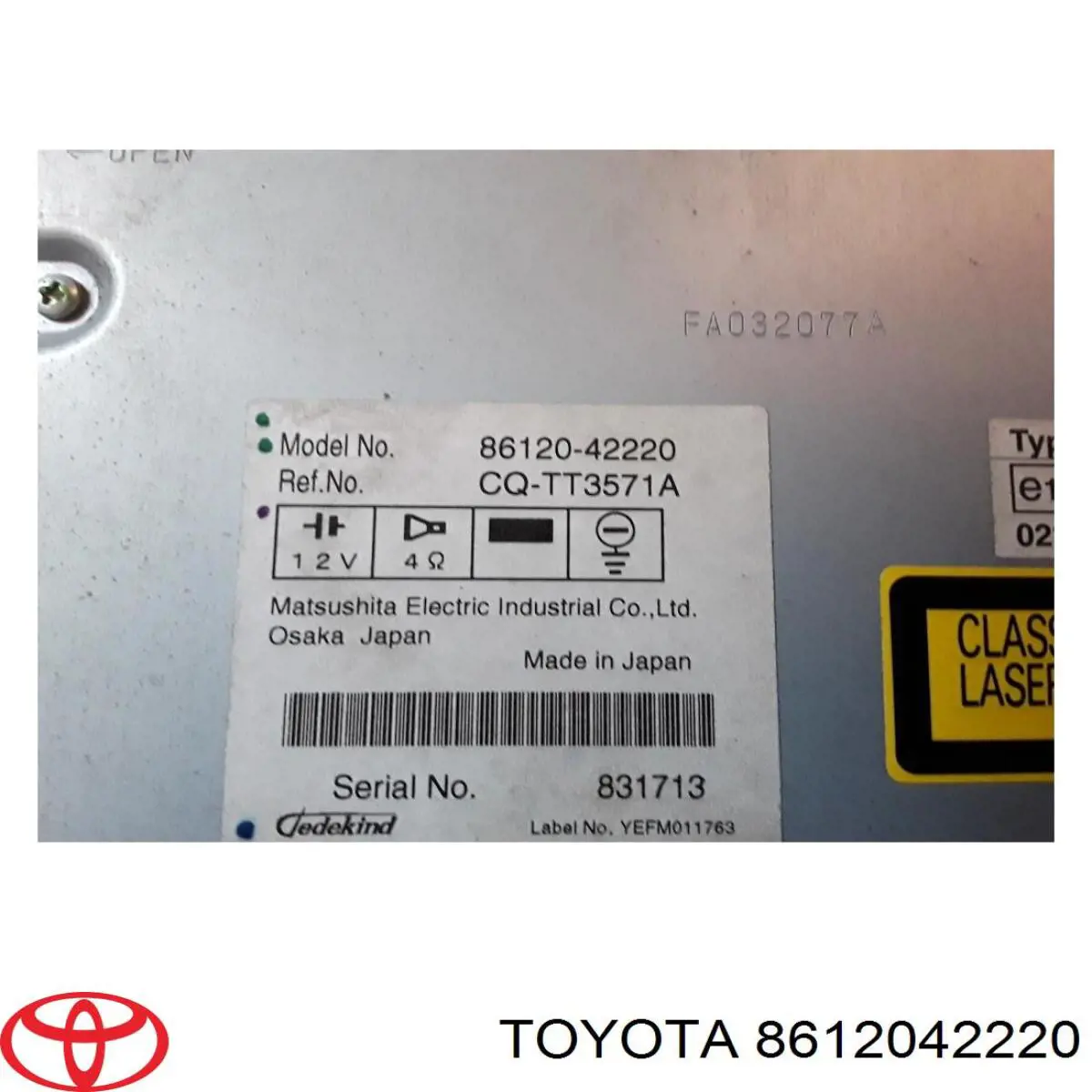 Магнитола (радио AM/FM) Toyota 8612042220