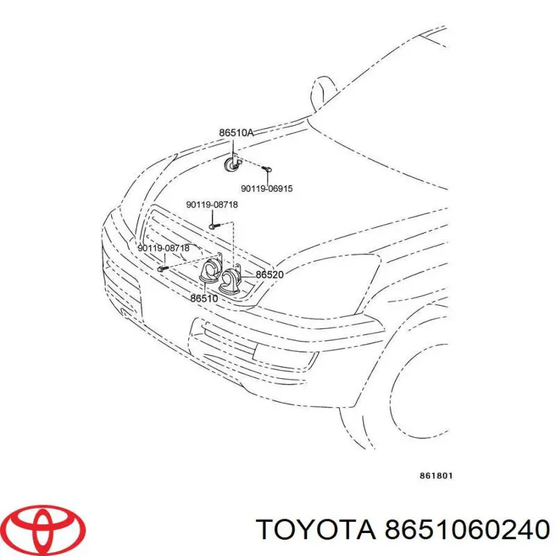 8651060240 Toyota сигнал звуковой (клаксон)