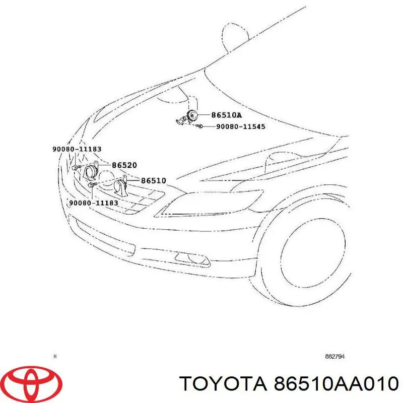 Купить 86510AA010 Toyota Сигнал звуковой (клаксон)