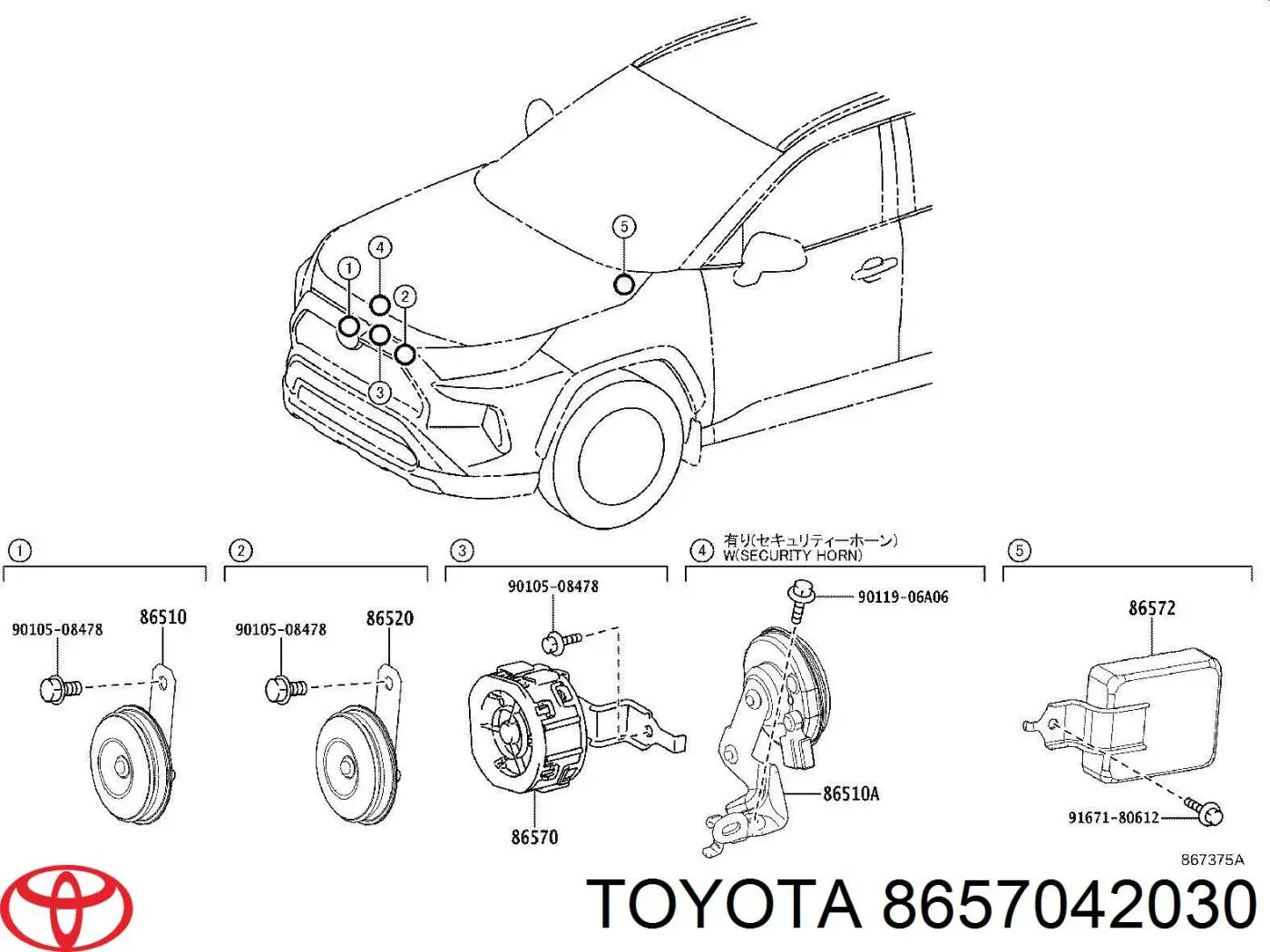 Динамик приближения автомобиля на Toyota RAV4 V 