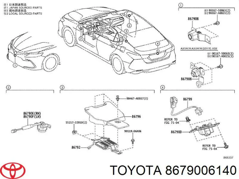 8679006140 Toyota Камера системы обеспечения видимости