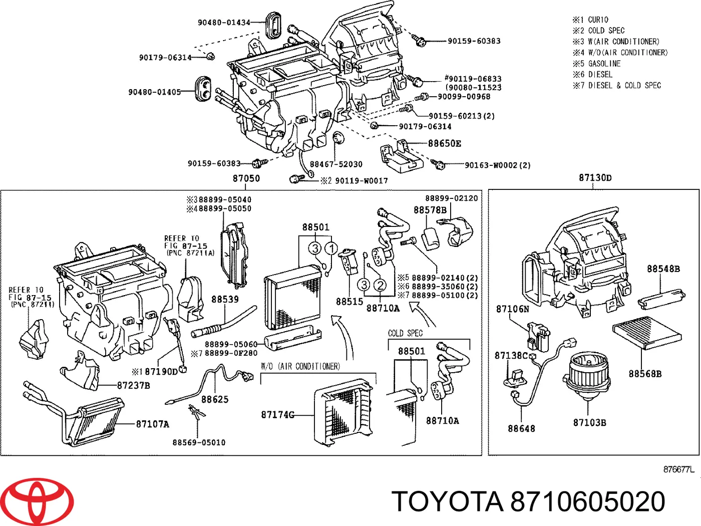 Motor de comporta de recirculação de ar para Toyota Avensis (T25)