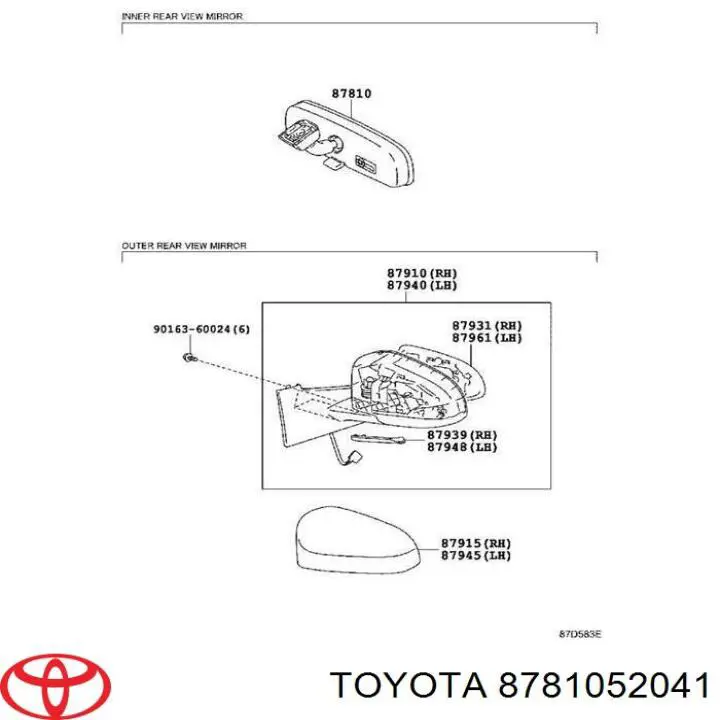 Retrovisor interior 8781052041 Toyota