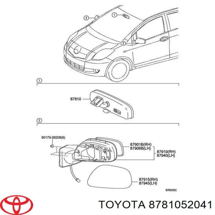 Зеркало заднего вида в салоне на Daihatsu Terios II J2