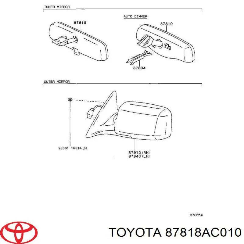 87818AC010 Toyota накладка (крышка кронштейна зеркала салона)
