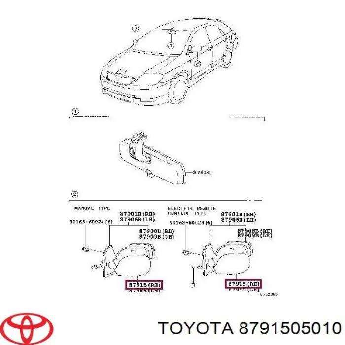 8791505010 Toyota накладка (крышка зеркала заднего вида правая)