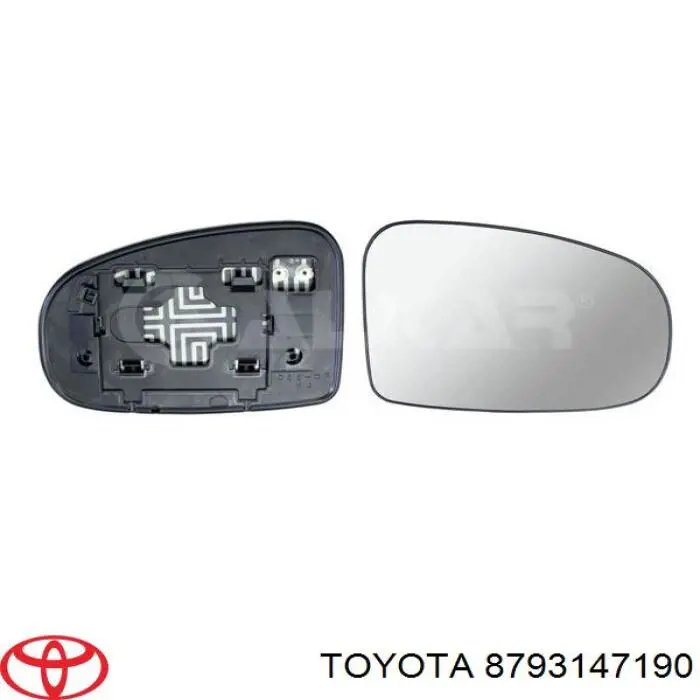 8793147190 Toyota elemento espelhado do espelho de retrovisão direito