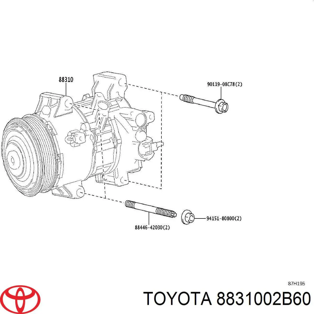 Купить 8831002B60 Toyota Компрессор климатической установки