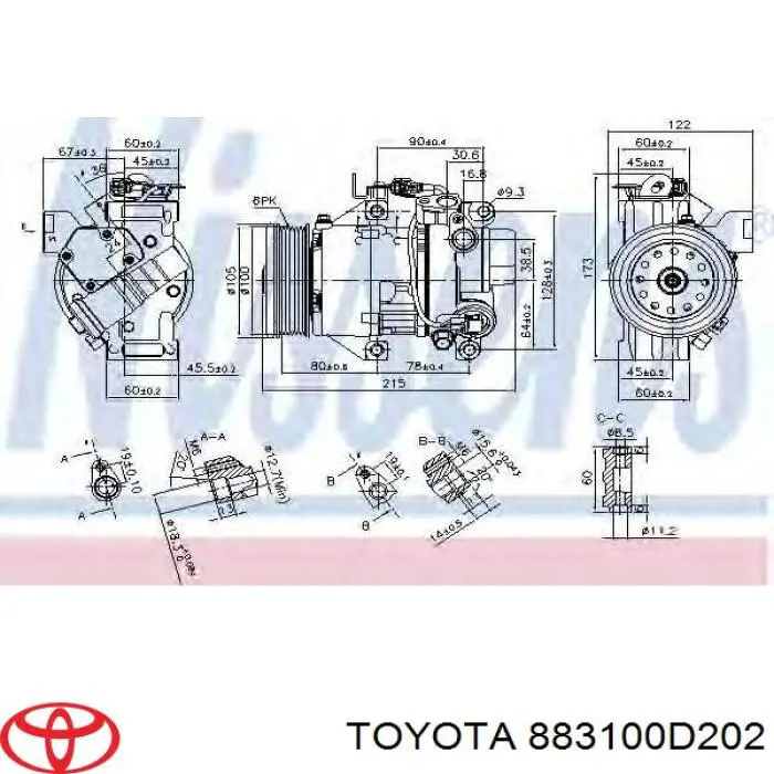 Компрессор кондиционера 883100D202 Toyota