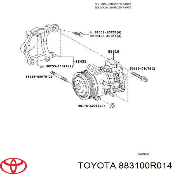 Компресор кондиціонера 883100R014 Toyota