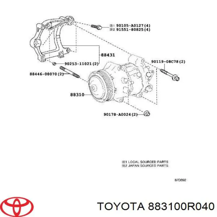 Compressor de aparelho de ar condicionado para Toyota Camry (V70)
