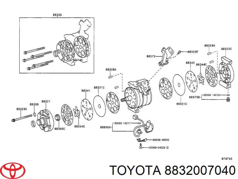 Купить 8832007040 Toyota Компрессор климатической установки