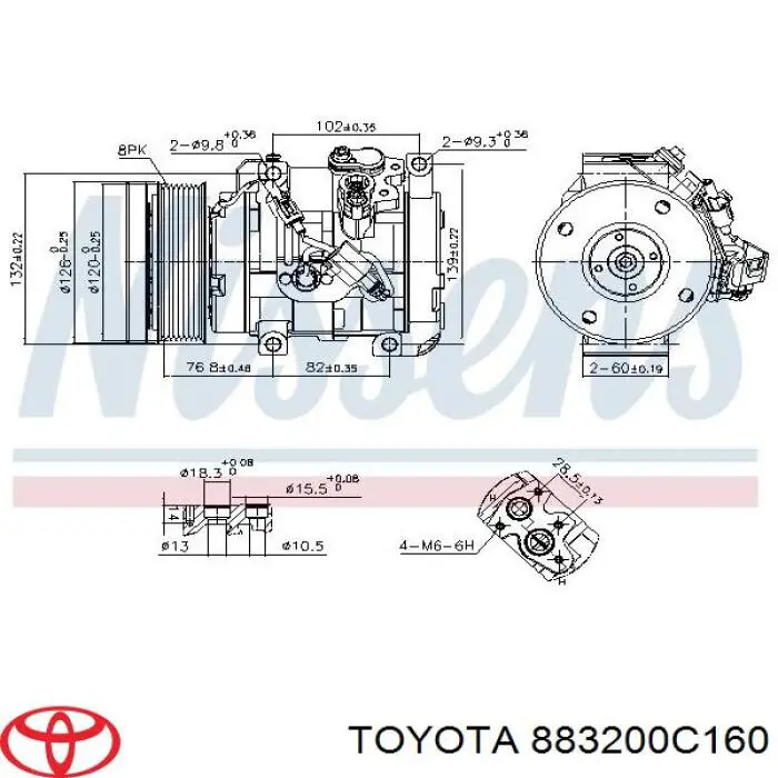 883200C160 Toyota compressor de aparelho de ar condicionado