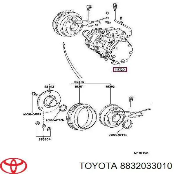 Компрессор кондиционера 8832033010 Toyota