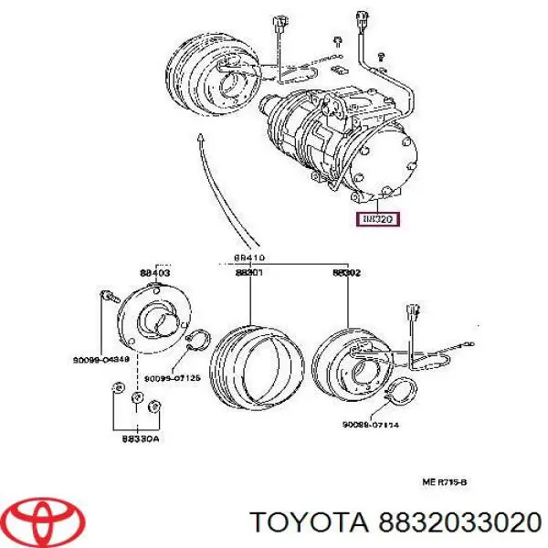 Компрессор кондиционера 8832033020 Toyota