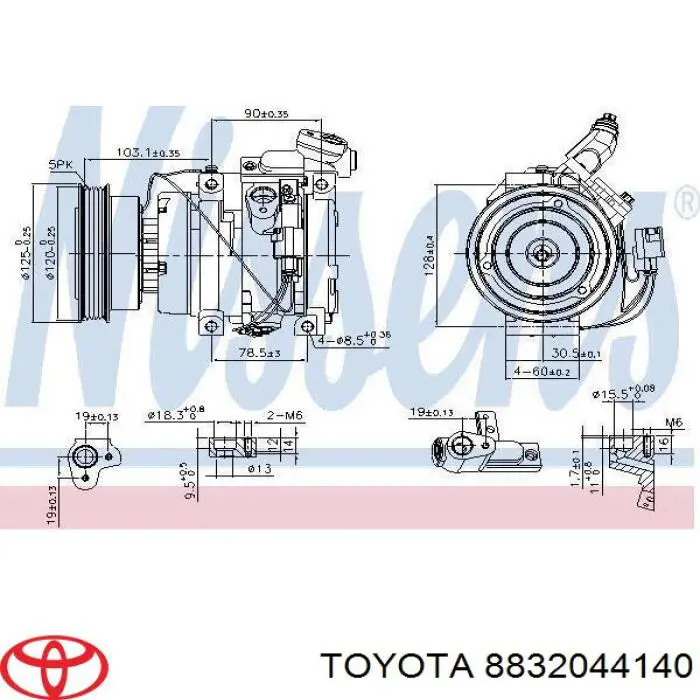 Компрессор кондиционера 8832044140 Toyota