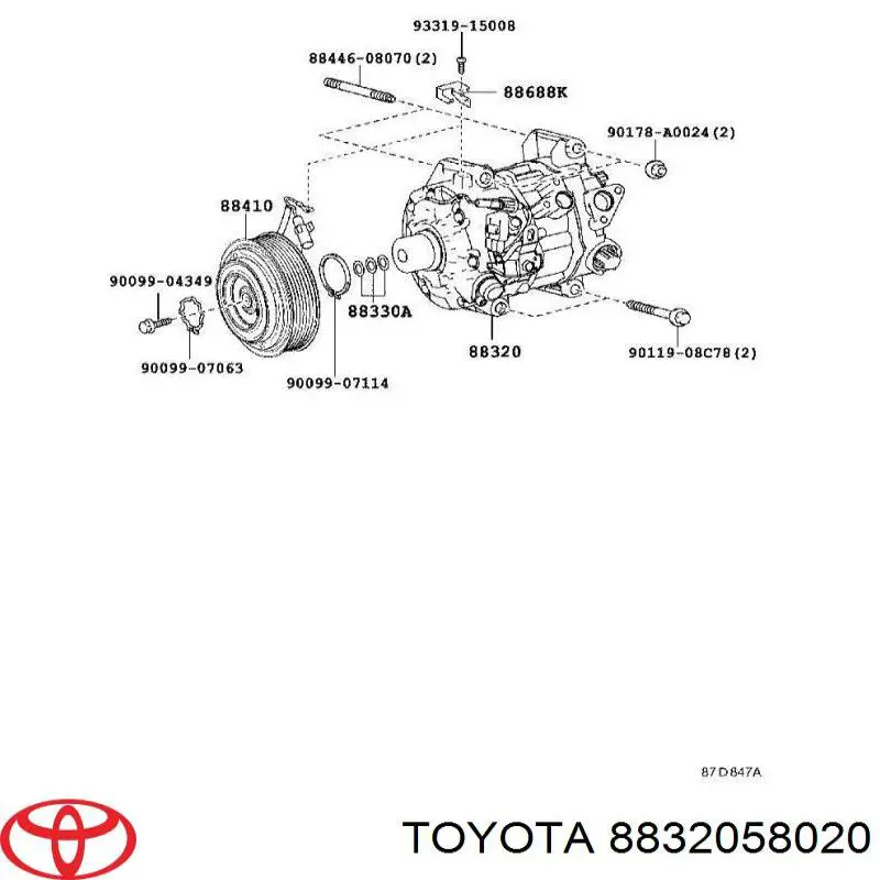 8832058020 Toyota compressor de aparelho de ar condicionado