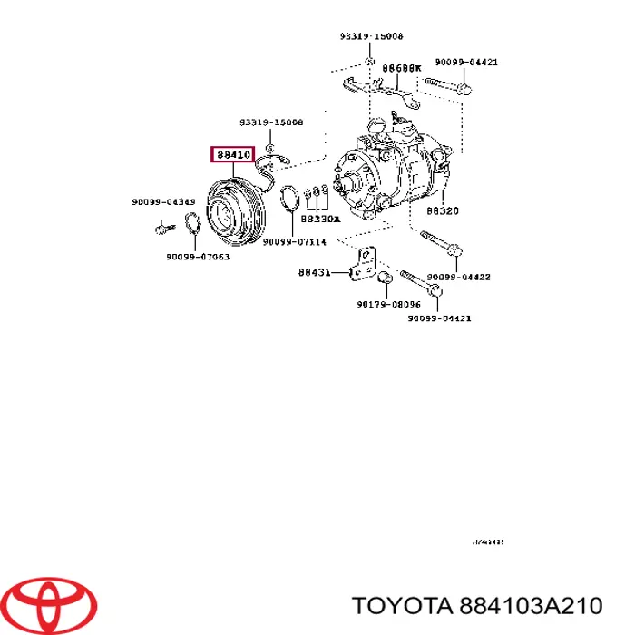 884103A210 Toyota муфта (магнитная катушка компрессора кондиционера)