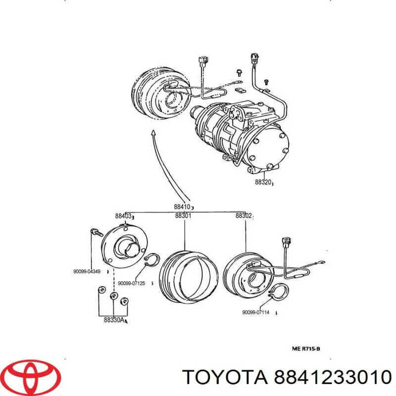 8841233010 Toyota шкив компрессора кондиционера