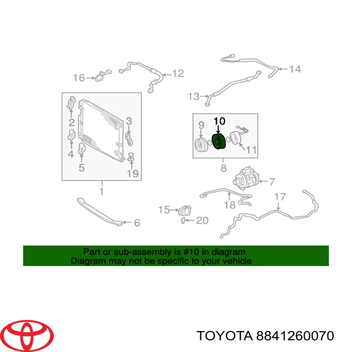 Шкив компрессора кондиционера Toyota 8841260070 цена, от 534.03 USD