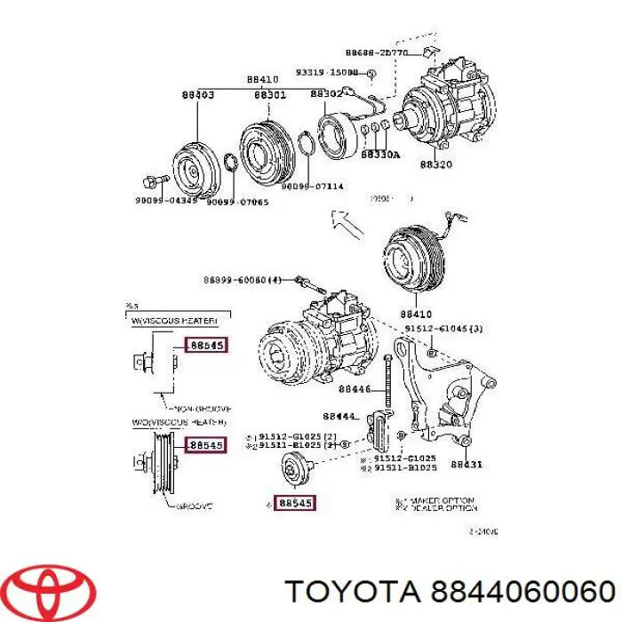 Ролик приводного ременя, паразитний 8844060060 Toyota