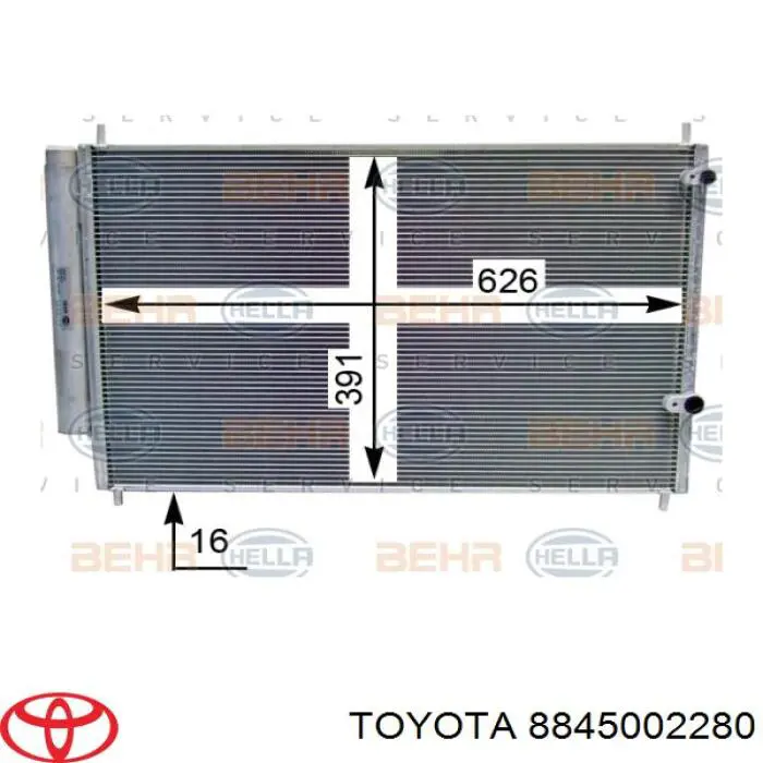 8845002280 Toyota radiador de aparelho de ar condicionado