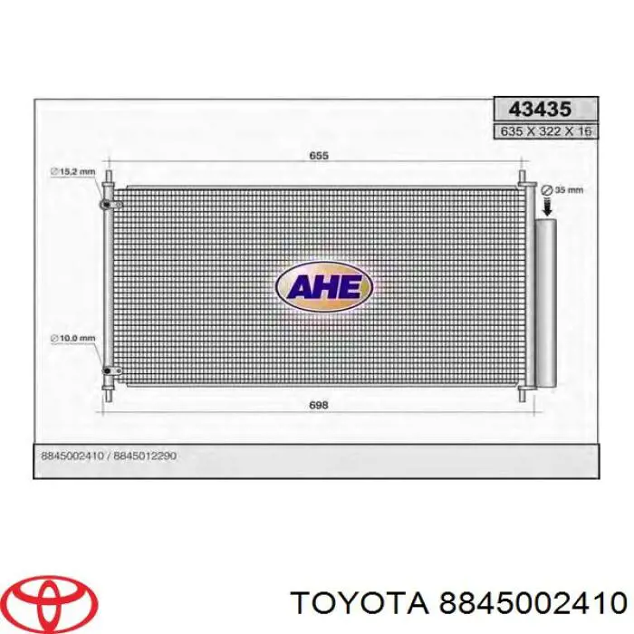 Condensador aire acondicionado 8845002410 Toyota