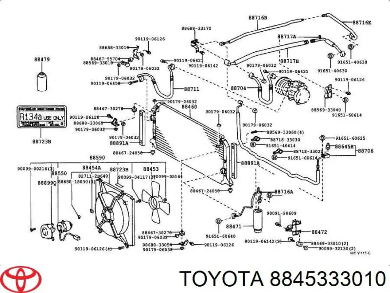 Вентилятор радиатора кондиционера 8845333010 Toyota