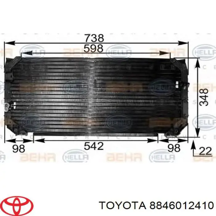 Радиатор кондиционера 8846012410 Toyota