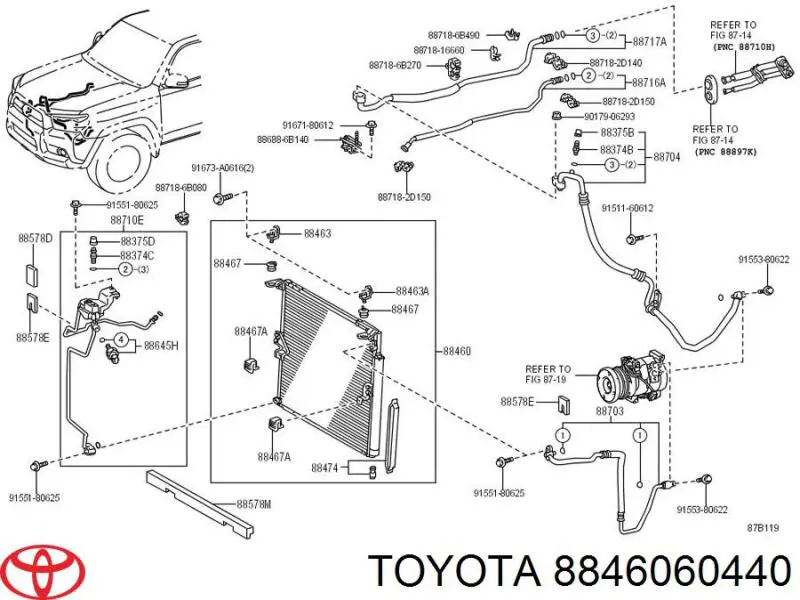 Радиатор кондиционера Toyota 8846060440