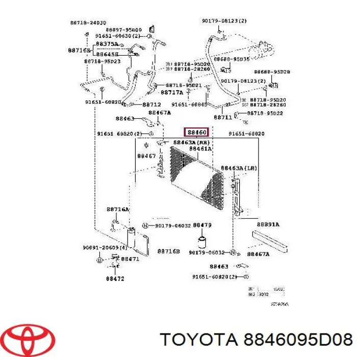 8846095D08 Toyota радиатор кондиционера