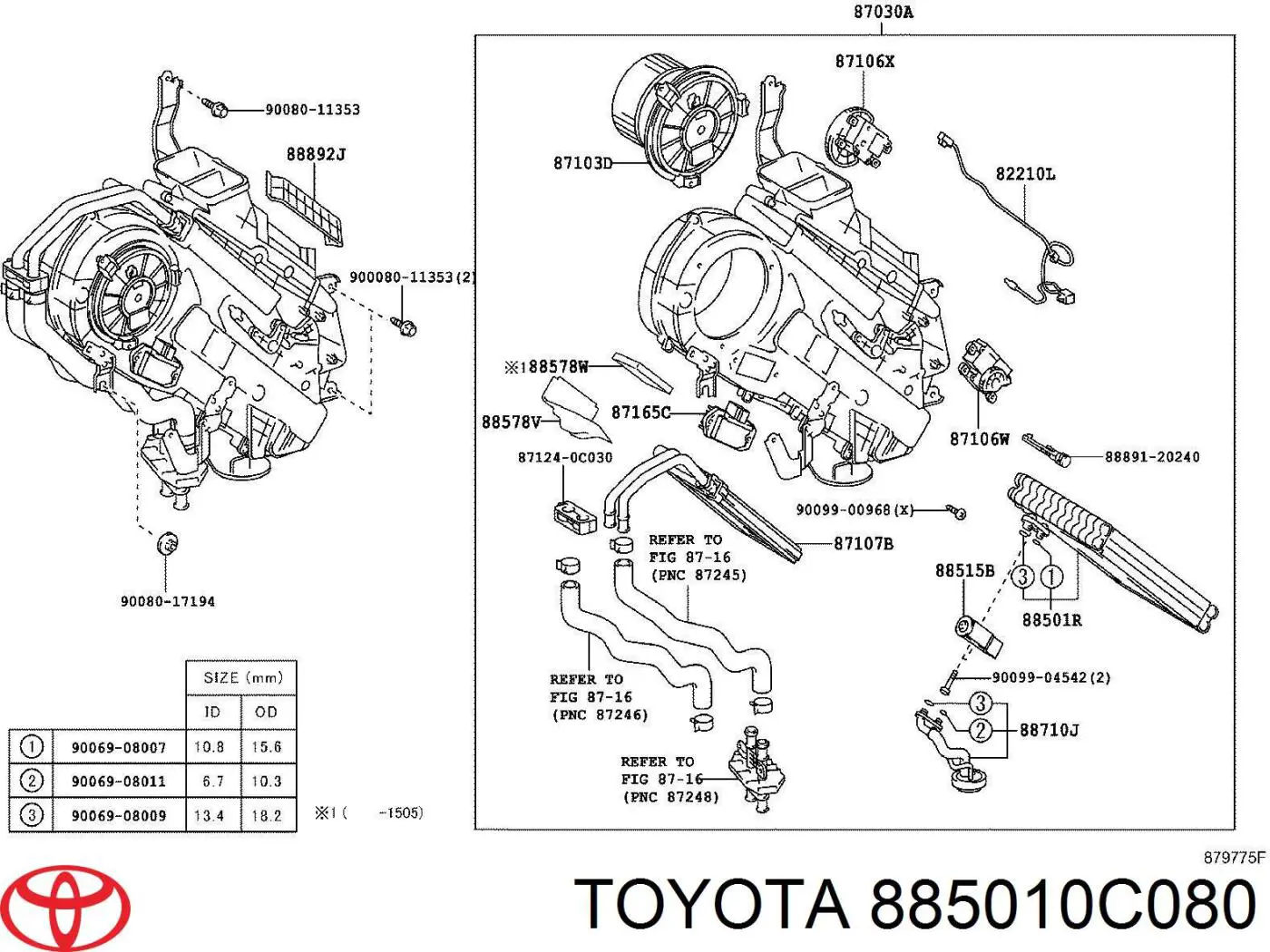 Испаритель кондиционера задний Toyota 885010C080 цена, от 51.91 USD