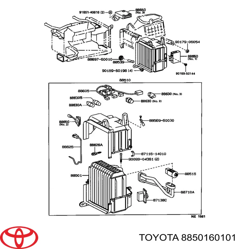 8850160101 Toyota испаритель кондиционера