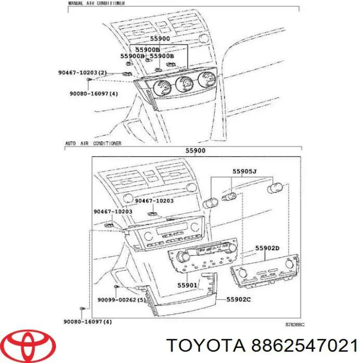 8862547021 TOYOTA Sensor de la temperatura interior original y equivalente