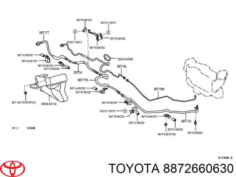 8872660630 Toyota шланг радиатора отопителя (печки, подача)